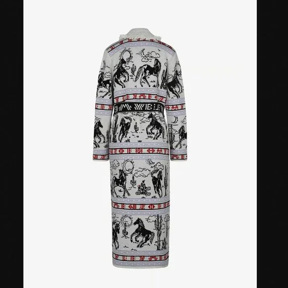 HAYLEY MENZIESbronco merino jacquard long cardigan cream - denim
